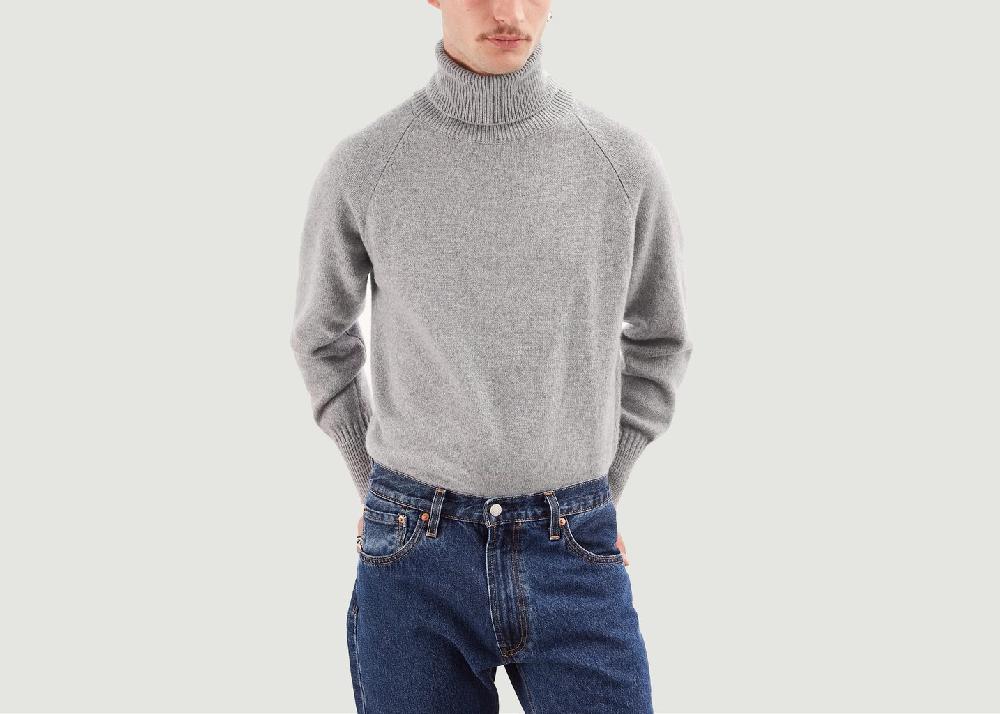 l'exception Pull col roulé en cachemire Gris Tricot
