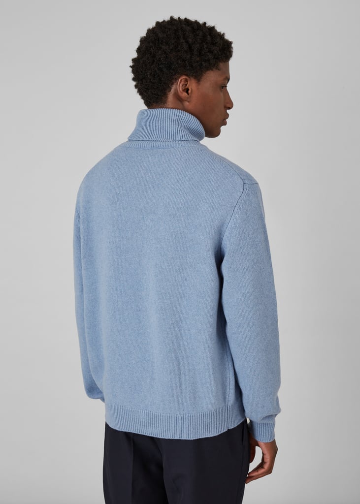 L'exception Pull Col Roulé En Cachemire Jauge 12 Et Laine Mérinos Bleu Clair L'Exception Paris