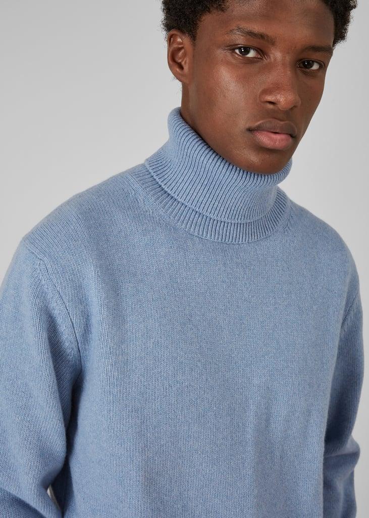 L'exception Pull Col Roulé En Cachemire Jauge 12 Et Laine Mérinos Bleu Clair L'Exception Paris