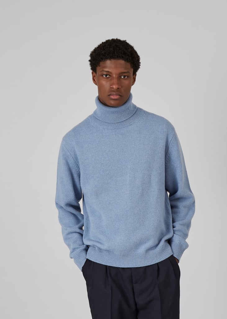 l'exception Pull col roulé en cachemire jauge 12 et laine mérinos Bleu Clair L'Exception Paris