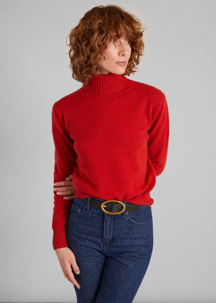 l'exception Pull col roulé en cachemire recyclé Rouge L'Exception Paris