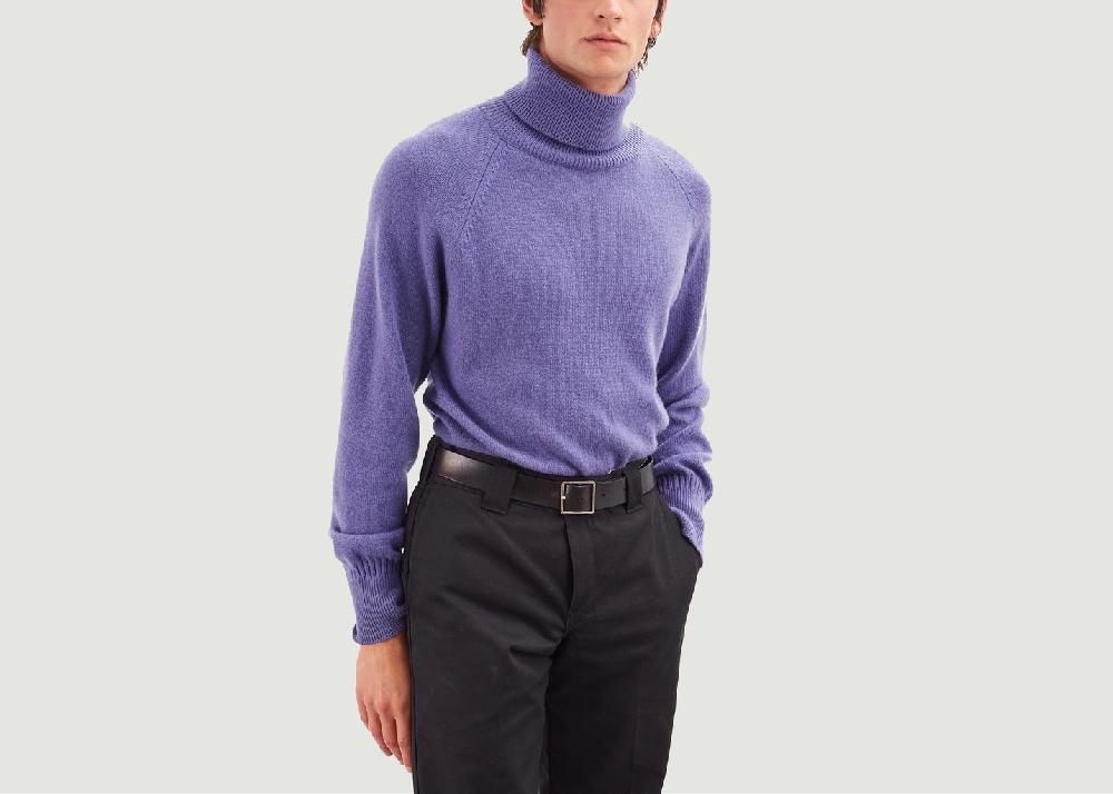l'exception Pull col roulé en cachemire Violet Tricot