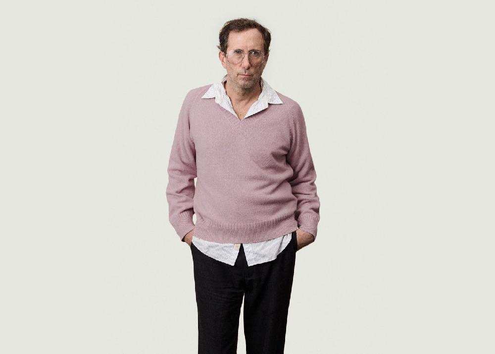 L'exception Pull Col V En Cachemire Rose Pâle Tricot