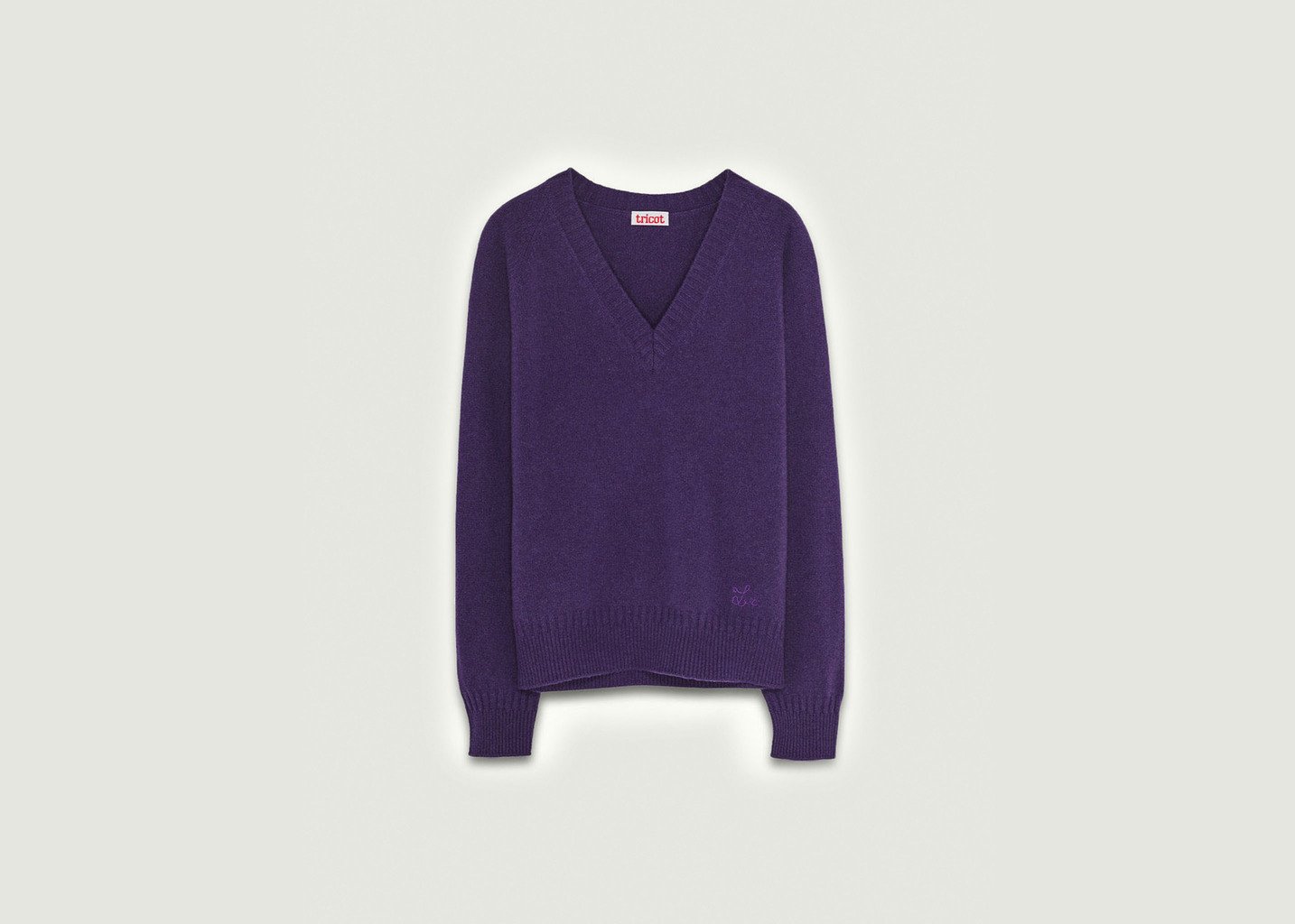 l'exception Pull Col V tricot x Léo Walk Violet Tricot