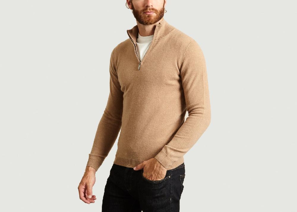L'exception Pull Col Zippé Cachemire Blaise Camel Maison Montagut