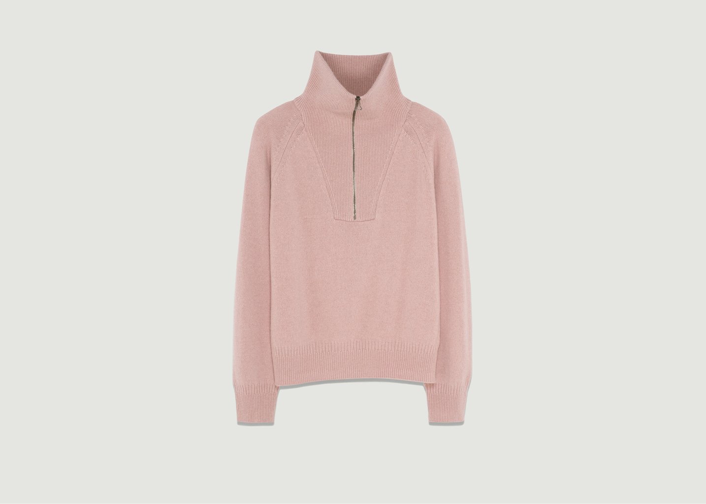 L'exception Pull Col Zippé En Cachemire Rose Tricot