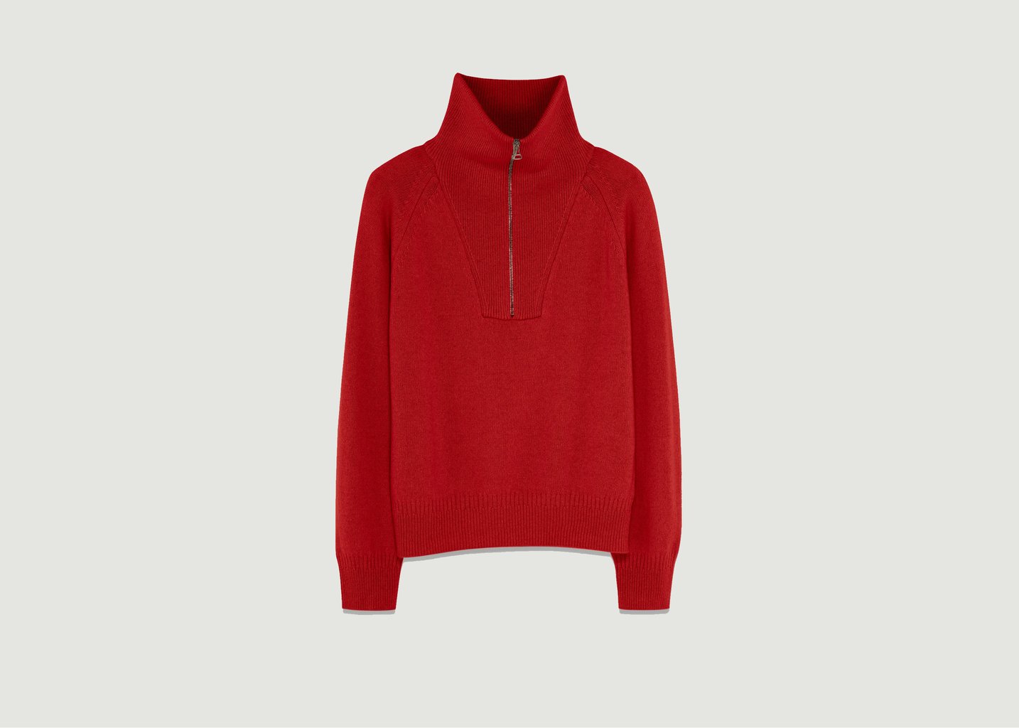 L'exception Pull Col Zippé En Cachemire Rouge Tricot