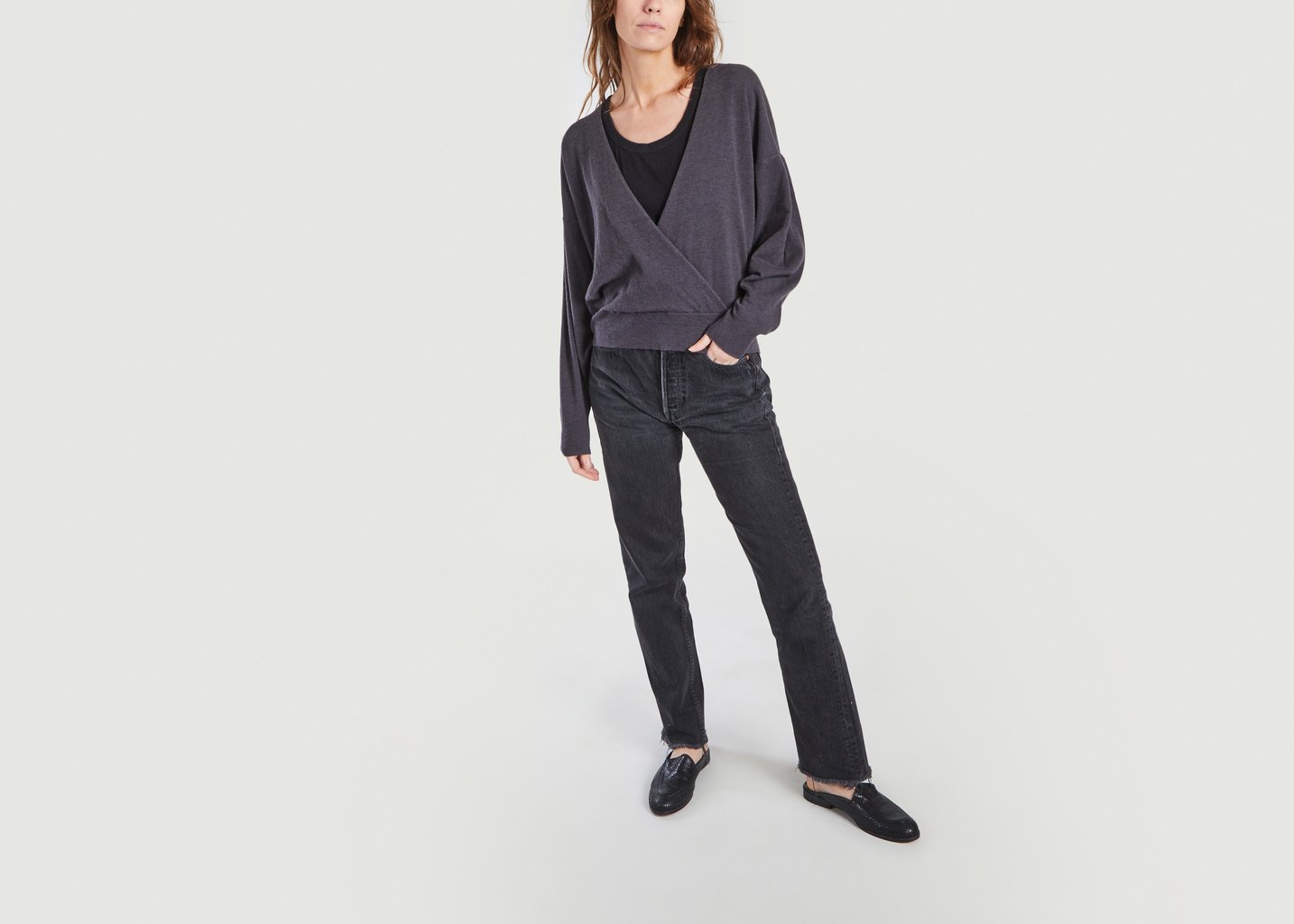L'exception Pull Dewalt Façon Cache Cœur Anthracite IRO Paris