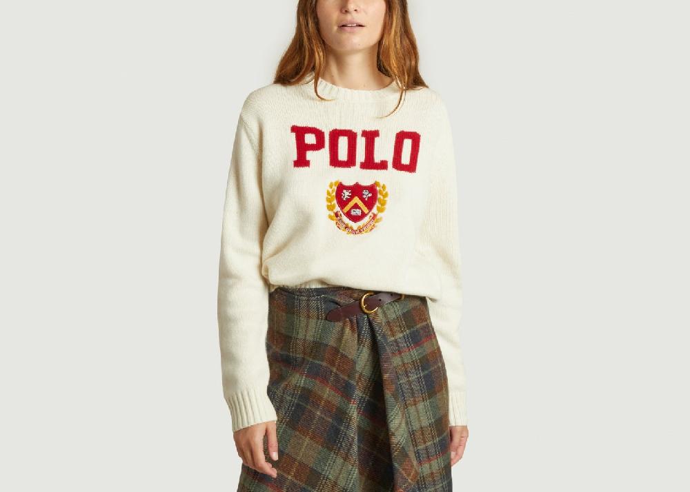 L'exception Pull En Laine à écusson Crème Polo Ralph Lauren