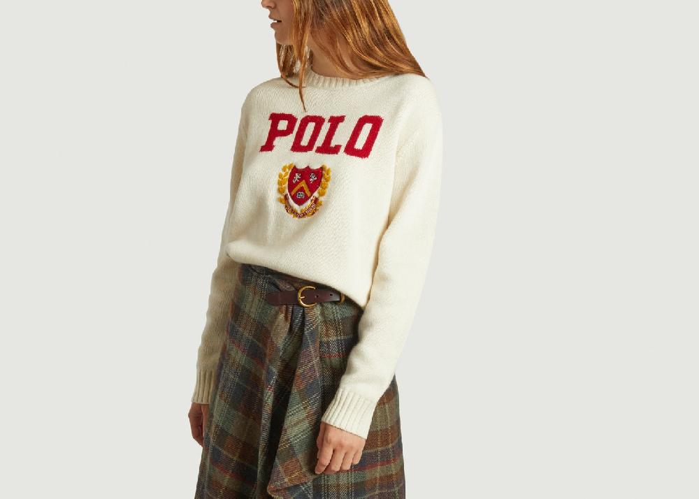 L'exception Pull En Laine à écusson Crème Polo Ralph Lauren