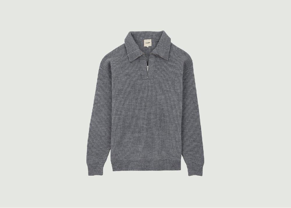 l'exception Pull en laine bio col camionneur Jasper Gris noyoco