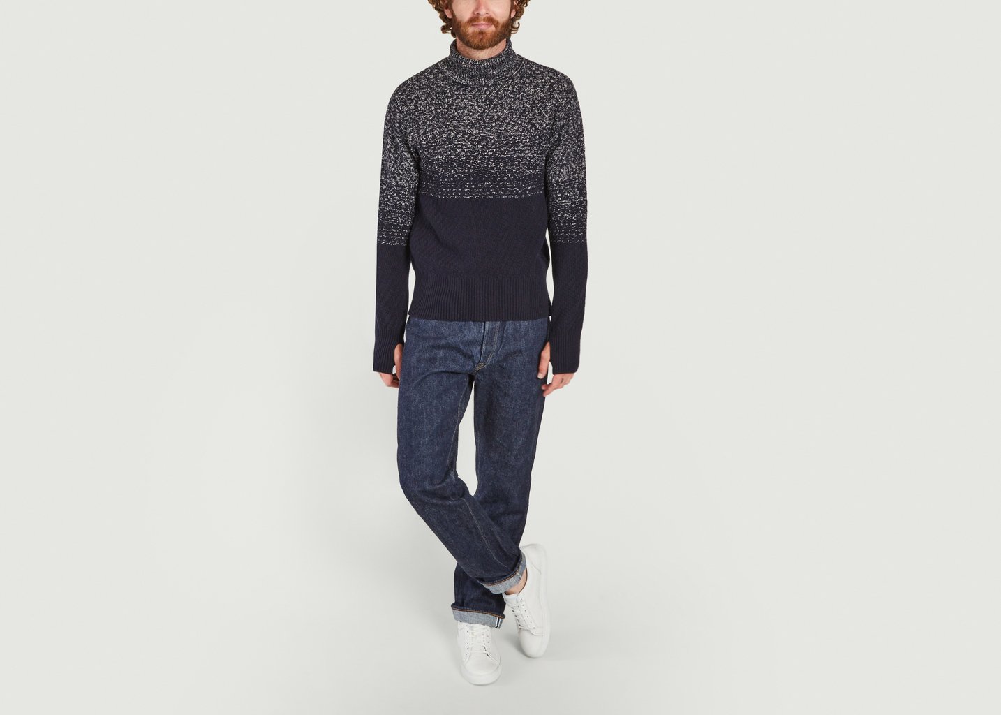 L'exception Pull En Laine Extrafine Col Roulé Talbot Bleu Marine Oliver Spencer
