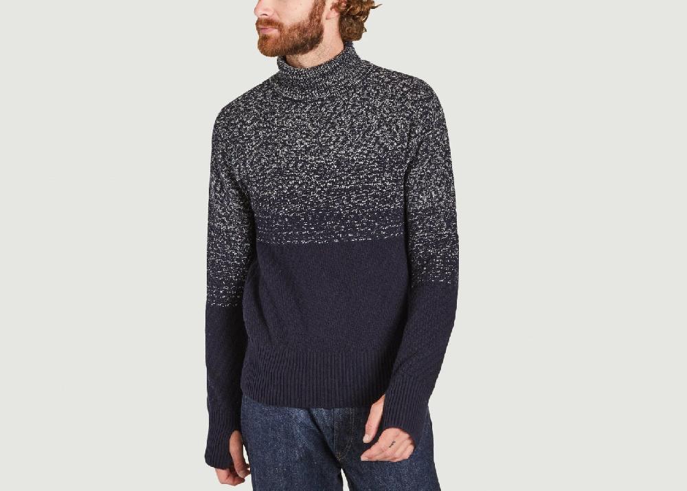l'exception Pull en laine extrafine col roulé Talbot Bleu Marine Oliver Spencer