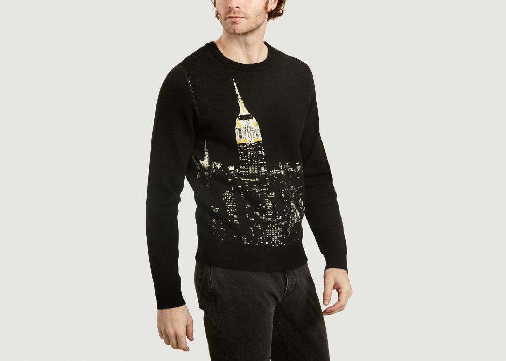 L'exception Pull Jacquard Empire State Building Noir M.X Maxime Simoëns