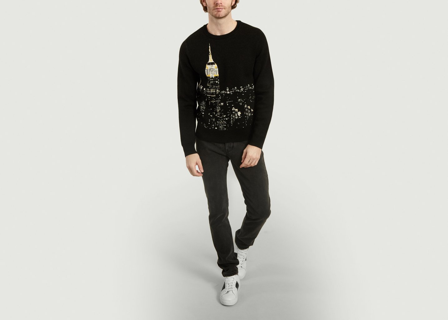 L'exception Pull Jacquard Empire State Building Noir M.X Maxime Simoëns