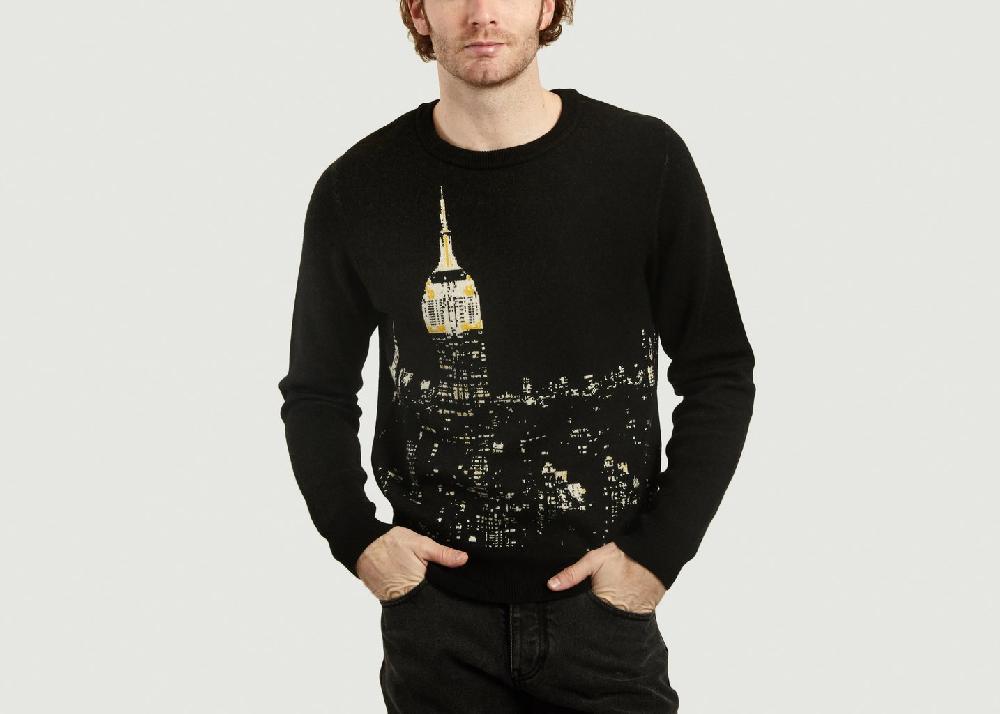 l'exception Pull Jacquard Empire State Building Noir M.X Maxime Simoëns