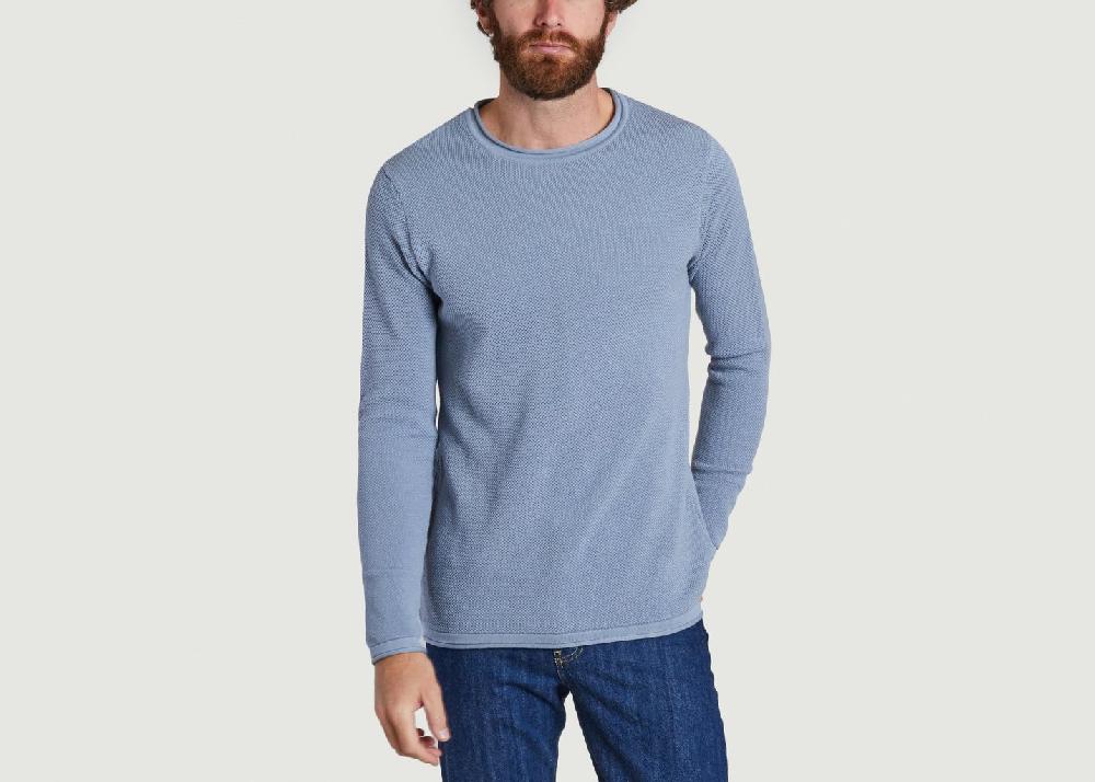 l'exception Pull léger en coton bio Bleu Knowledge Cotton Apparel