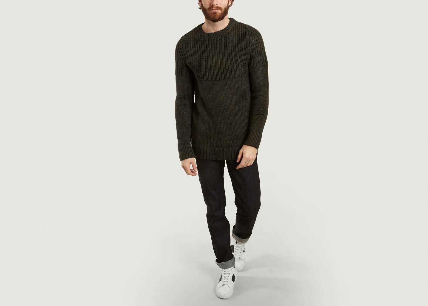 l'exception Pull Mérinos Dark Olive Vert Foncé M.X Maxime Simoëns