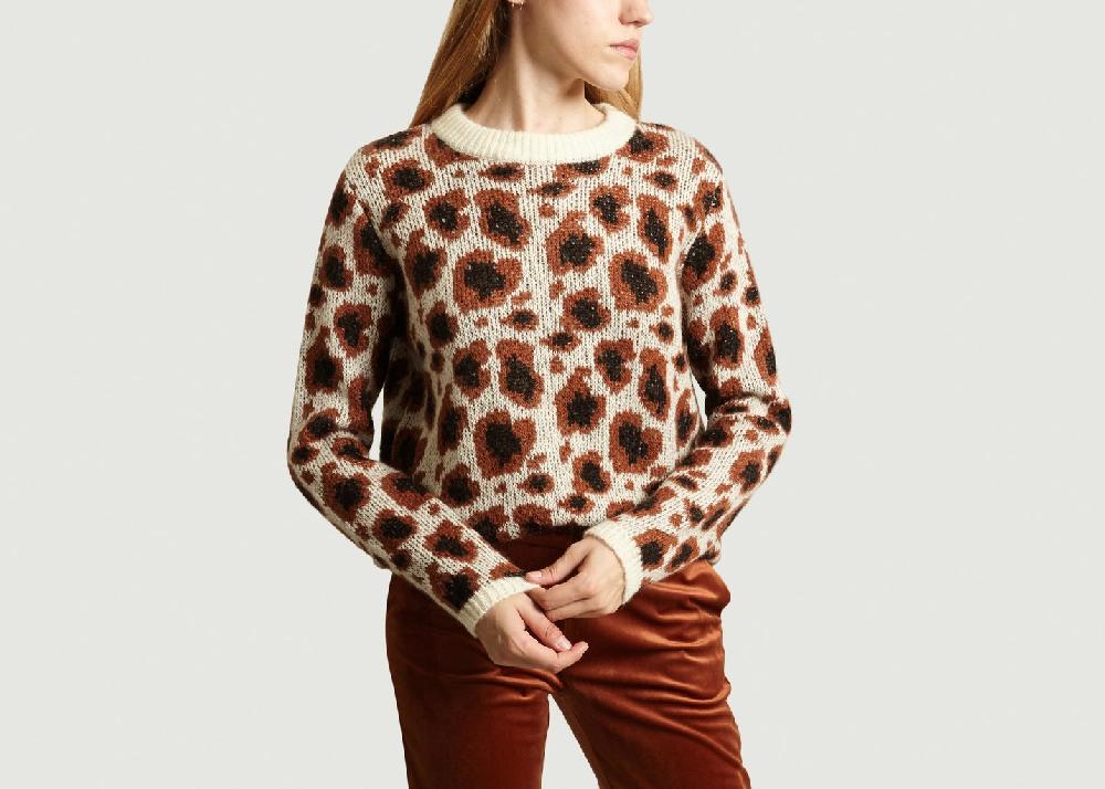 l'exception Pull Motif Fantaisie Praline Marron La Petite Française