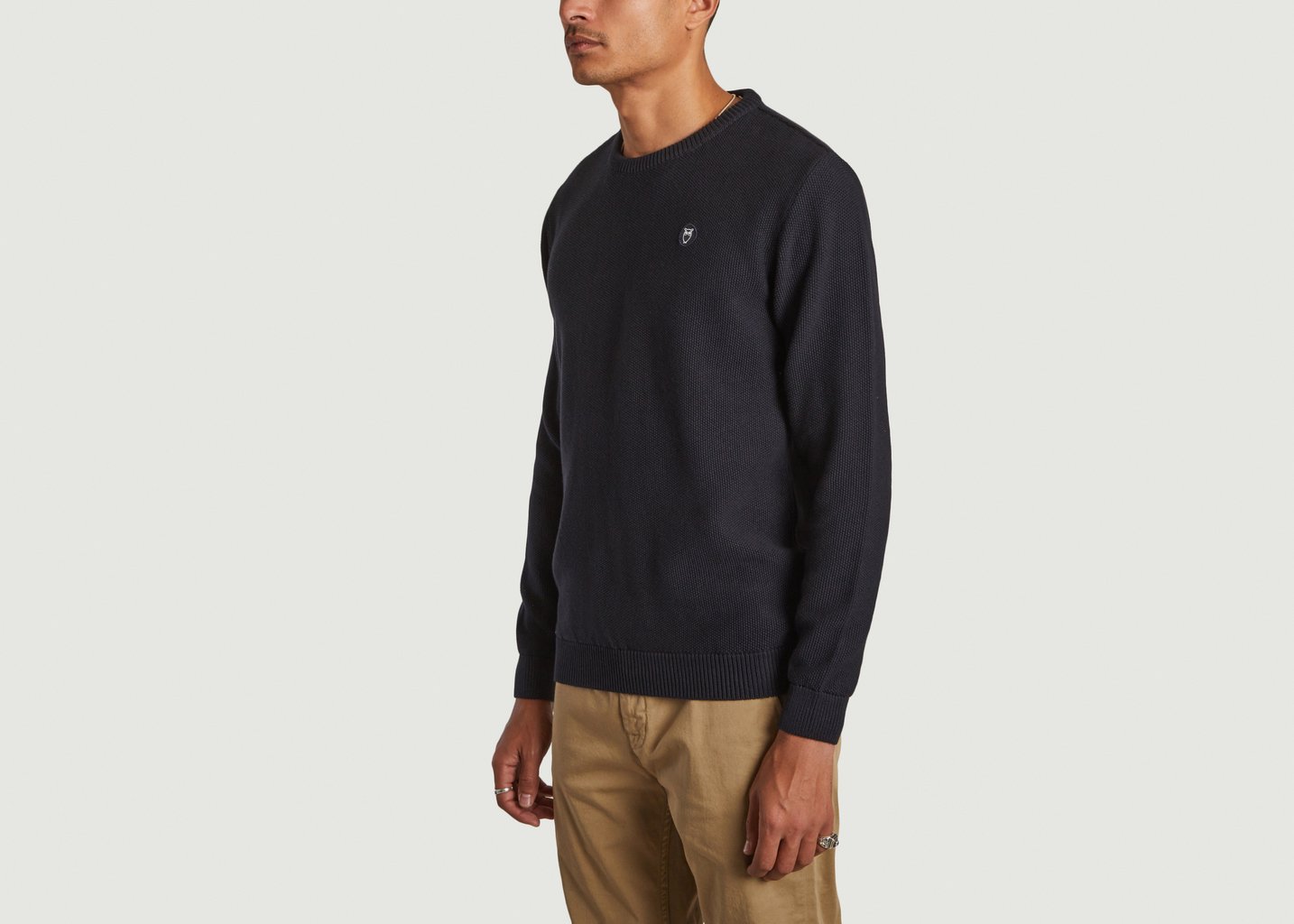 L'exception Pull Piqué Badge Bleu Marine Knowledge Cotton Apparel