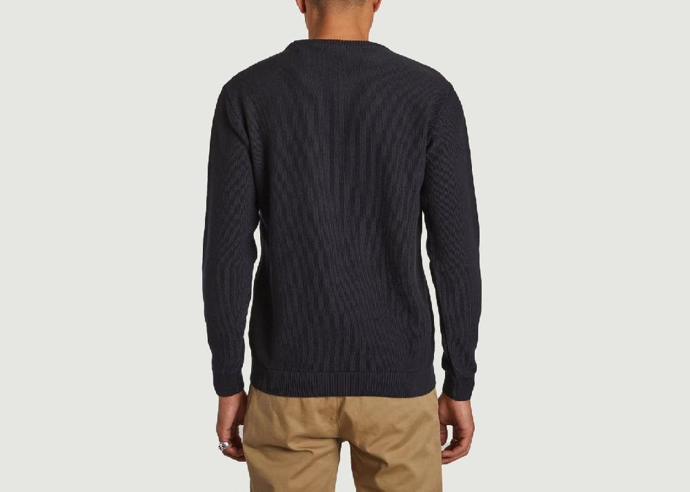 L'exception Pull Piqué Badge Bleu Marine Knowledge Cotton Apparel