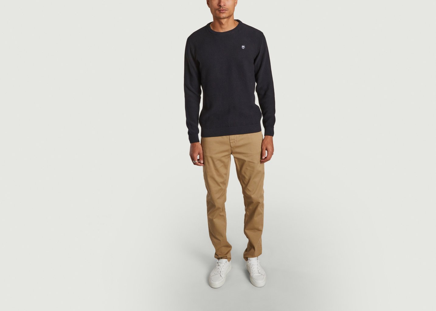 L'exception Pull Piqué Badge Bleu Marine Knowledge Cotton Apparel