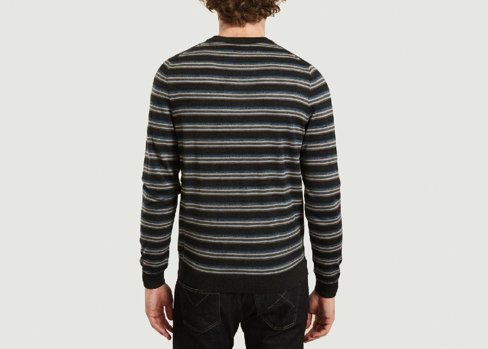 L'exception Pull Rayé En Laine Mérinos Anthracite PS By PAUL SMITH
