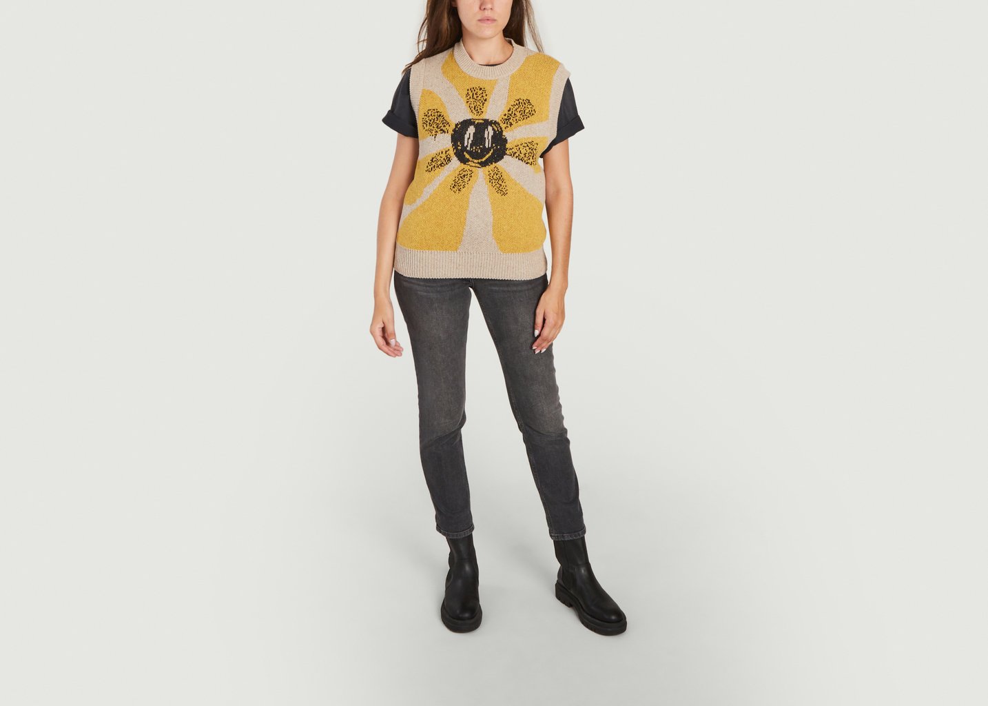 L'exception Pull Sans Manches Flower Boner Beige Carne Bollente