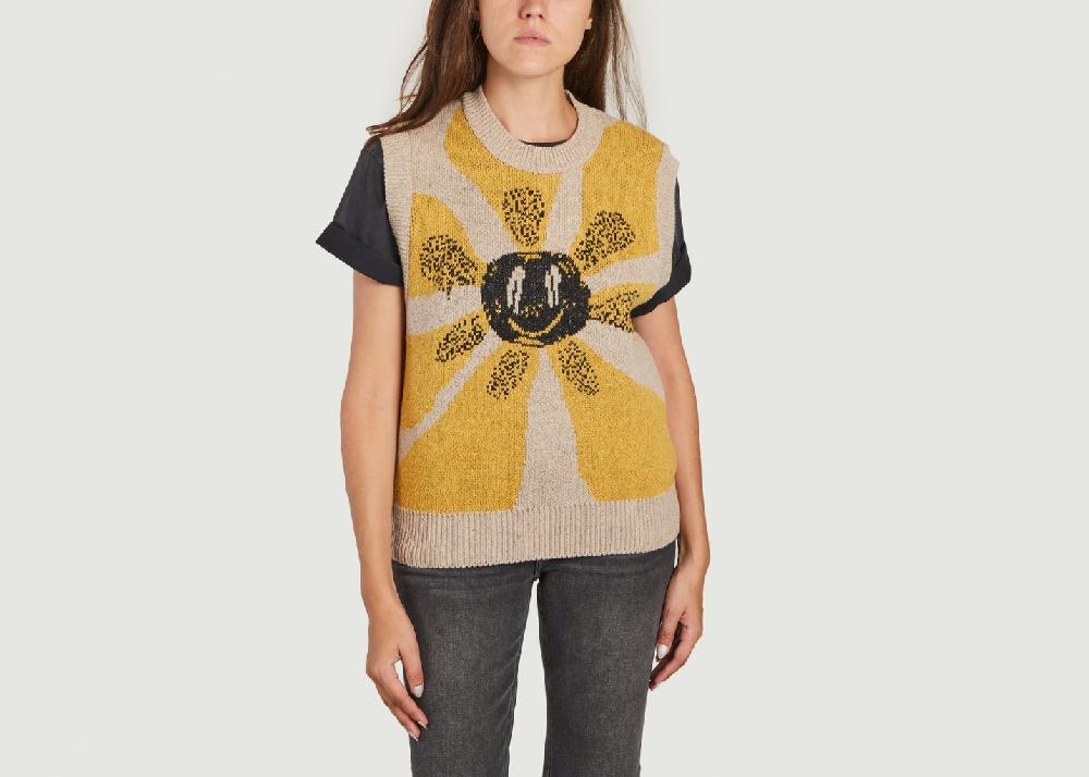l'exception Pull sans manches Flower Boner Beige Carne Bollente
