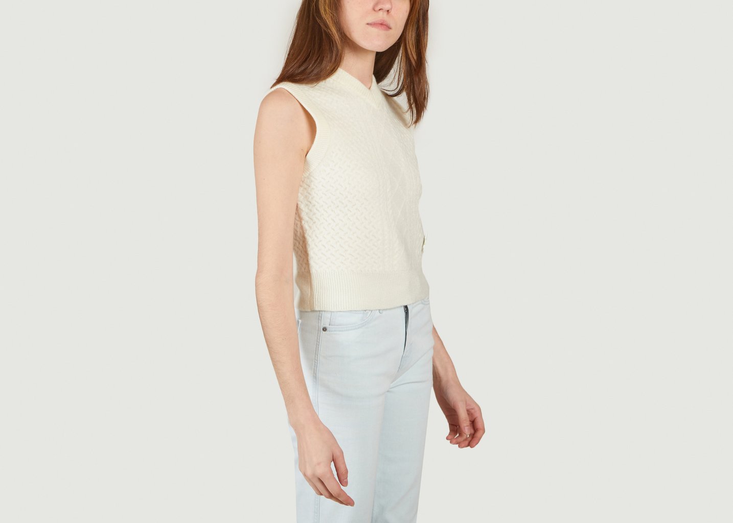 L'exception Pull Sans Manches Reunited Cable Vest Ecru Axel Arigato