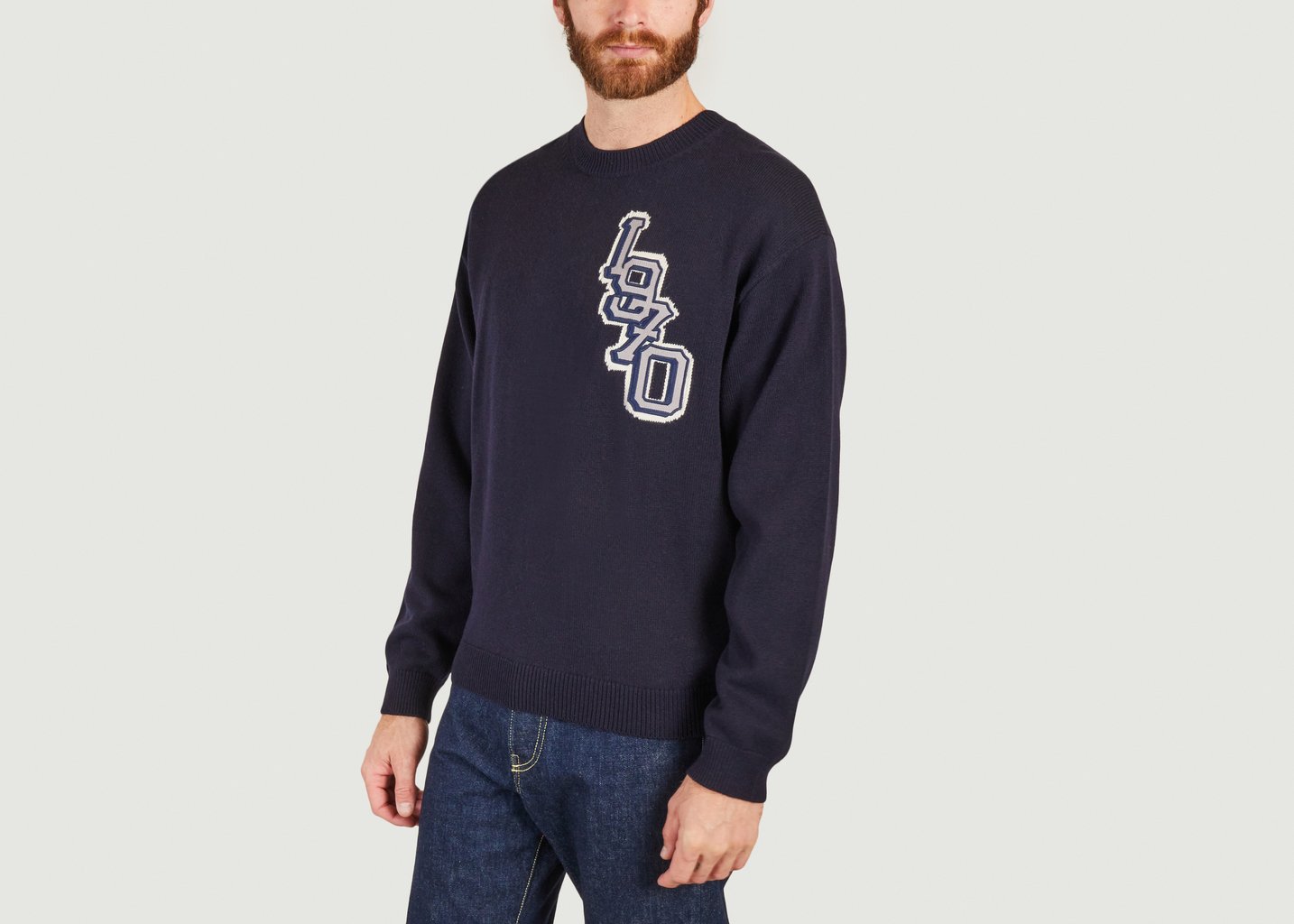 L'exception Pull Siglé En Laine Et Coton Tiger Varsity Bleu Marine Kenzo