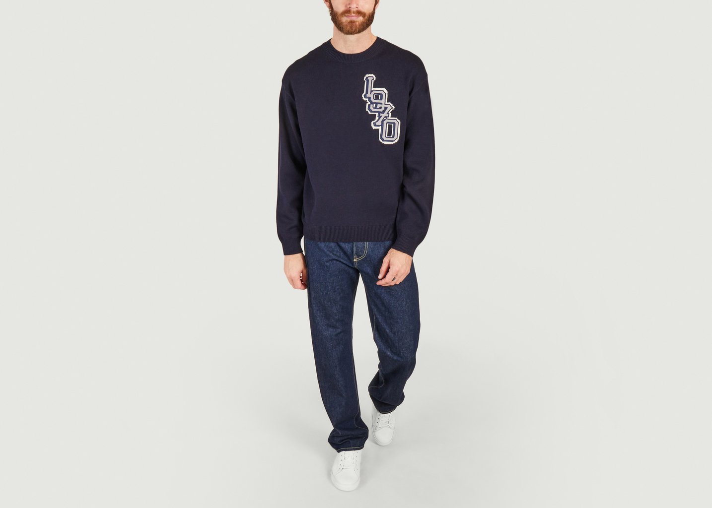 L'exception Pull Siglé En Laine Et Coton Tiger Varsity Bleu Marine Kenzo