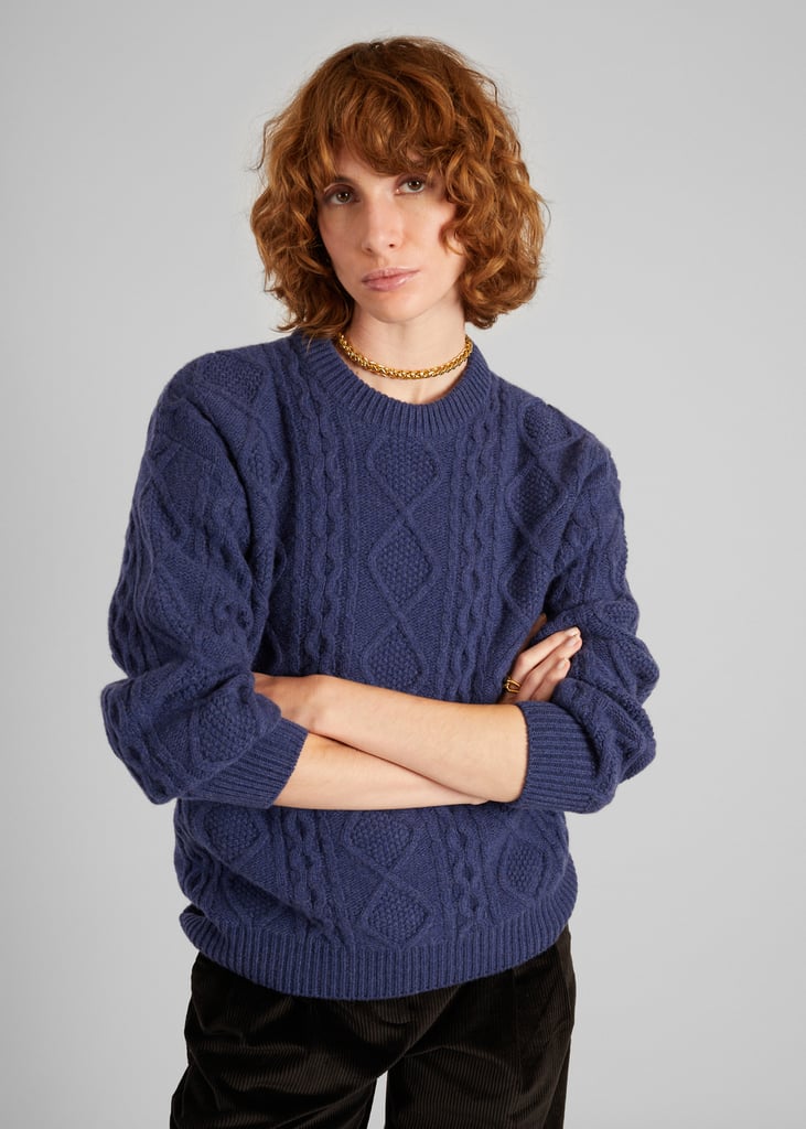 l'exception Pull torsadé en laine recyclée Bleu Marine L'Exception Paris
