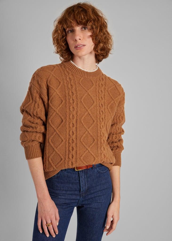l'exception Pull torsadé en laine recyclée Camel L'Exception Paris