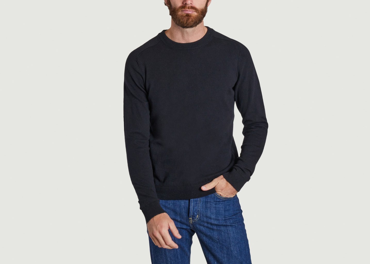 l'exception Pull uni en coton bio et chanvre Noir Knowledge Cotton Apparel