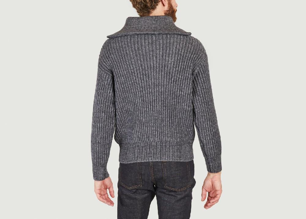 L'exception Pull Zip Collar Ribbed Anthracite AMI Paris