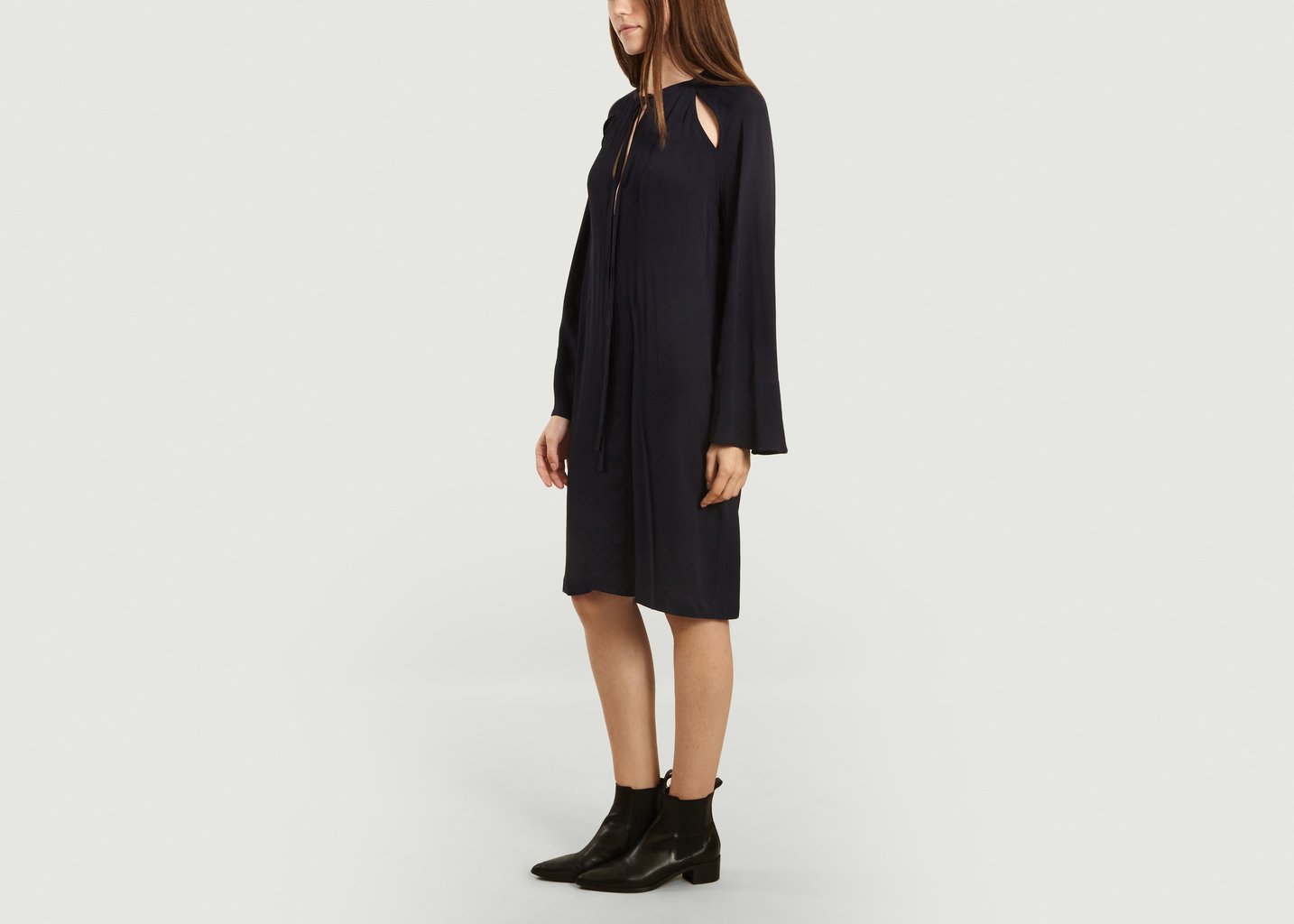 L'exception Robe Ajourée Manches Longues Galactia Bleu Marine By Malene Birger