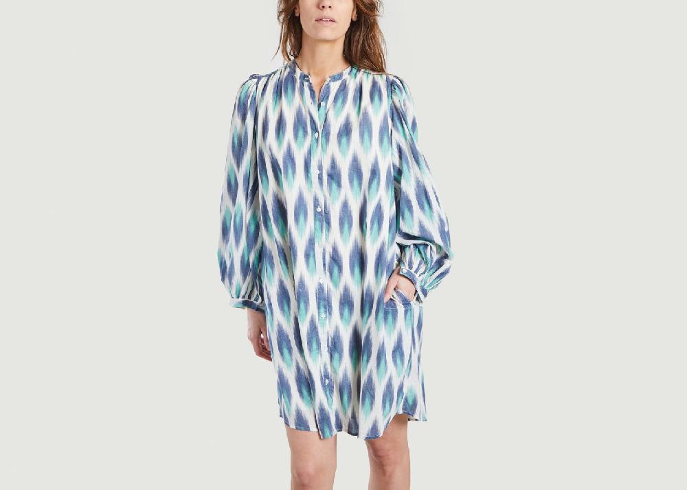 l'exception Robe ample imprimé Ikat Ready Bleu Hartford