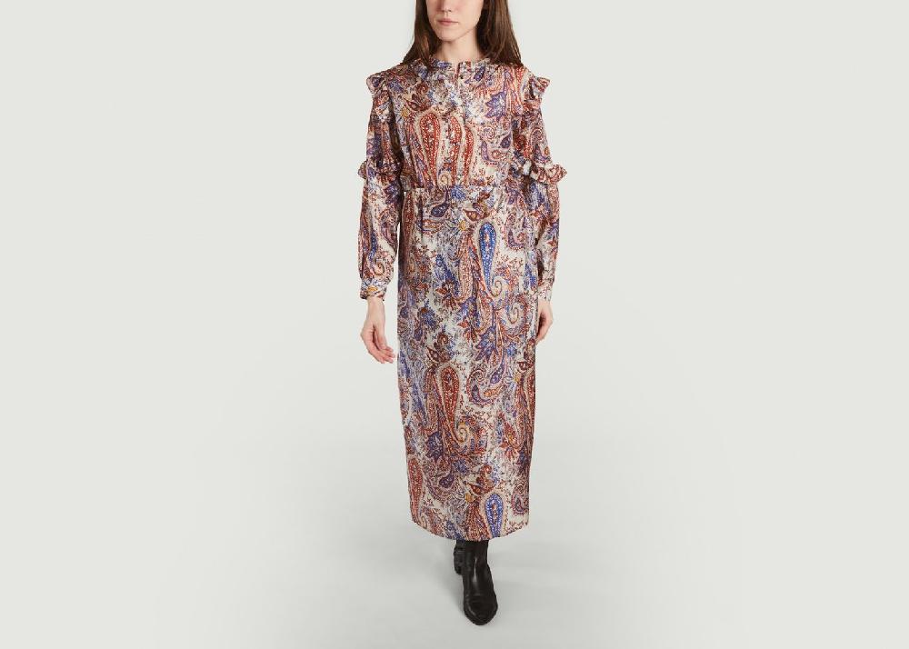 L'exception Robe Arlo Paisley En Toile De Soie Italienne Multicolore Roseanna
