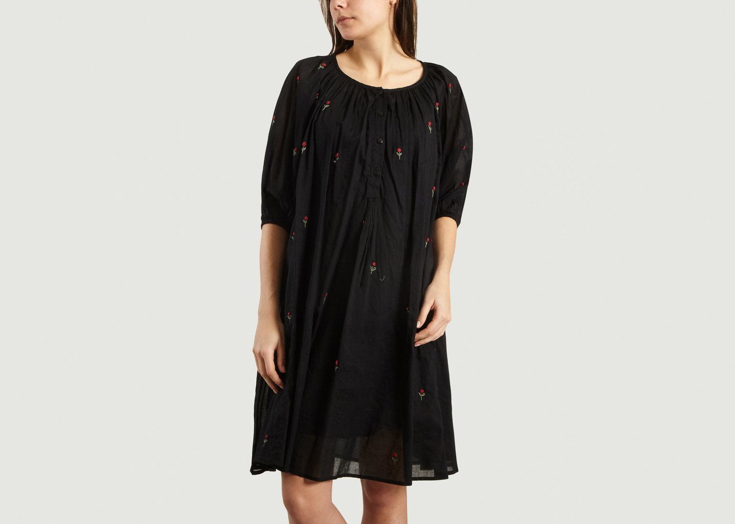l'exception Robe Brodée Begonia Noir Mes Demoiselles