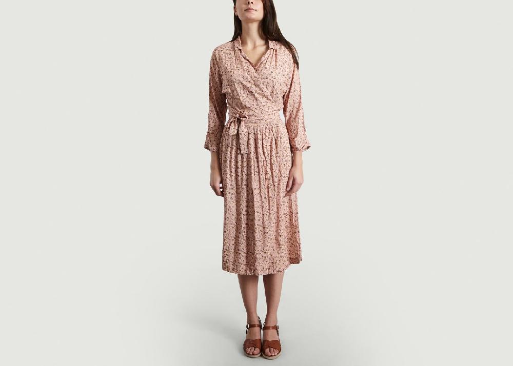L'exception Robe Cache Coeur à Fleurs Arto Rose Pâle Bellerose