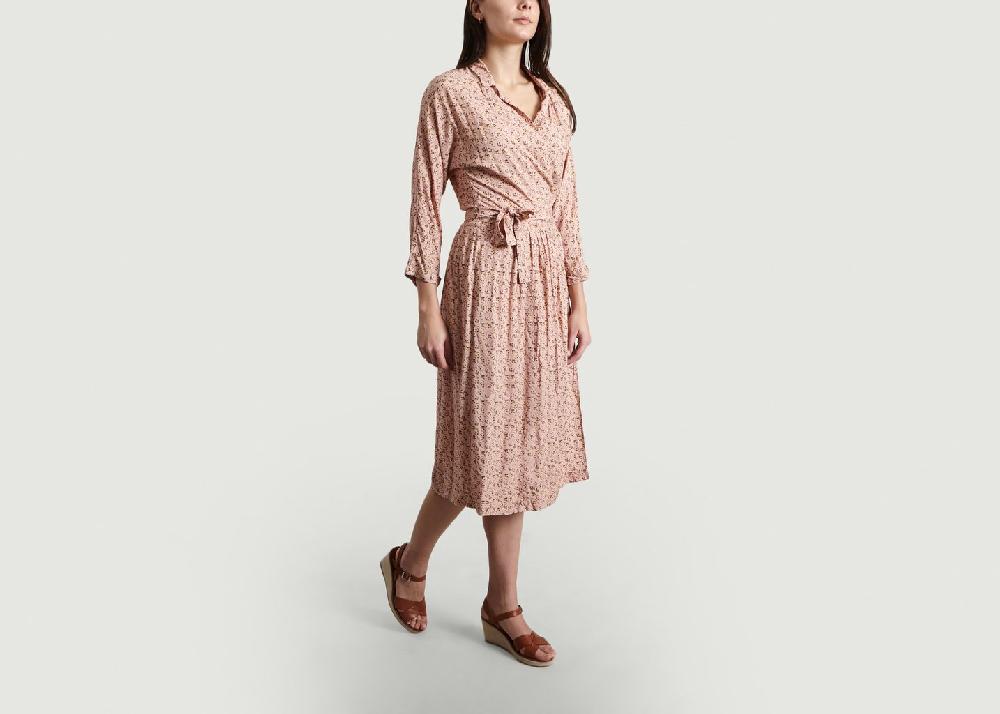 L'exception Robe Cache Coeur à Fleurs Arto Rose Pâle Bellerose