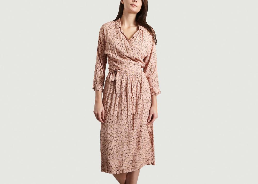 l'exception Robe Cache coeur à Fleurs Arto Rose Pâle Bellerose