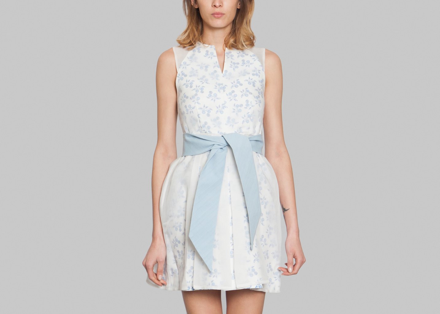 l'exception Robe Ceinturée Blue Apples Bleu Clair Nathalie Fordeyn