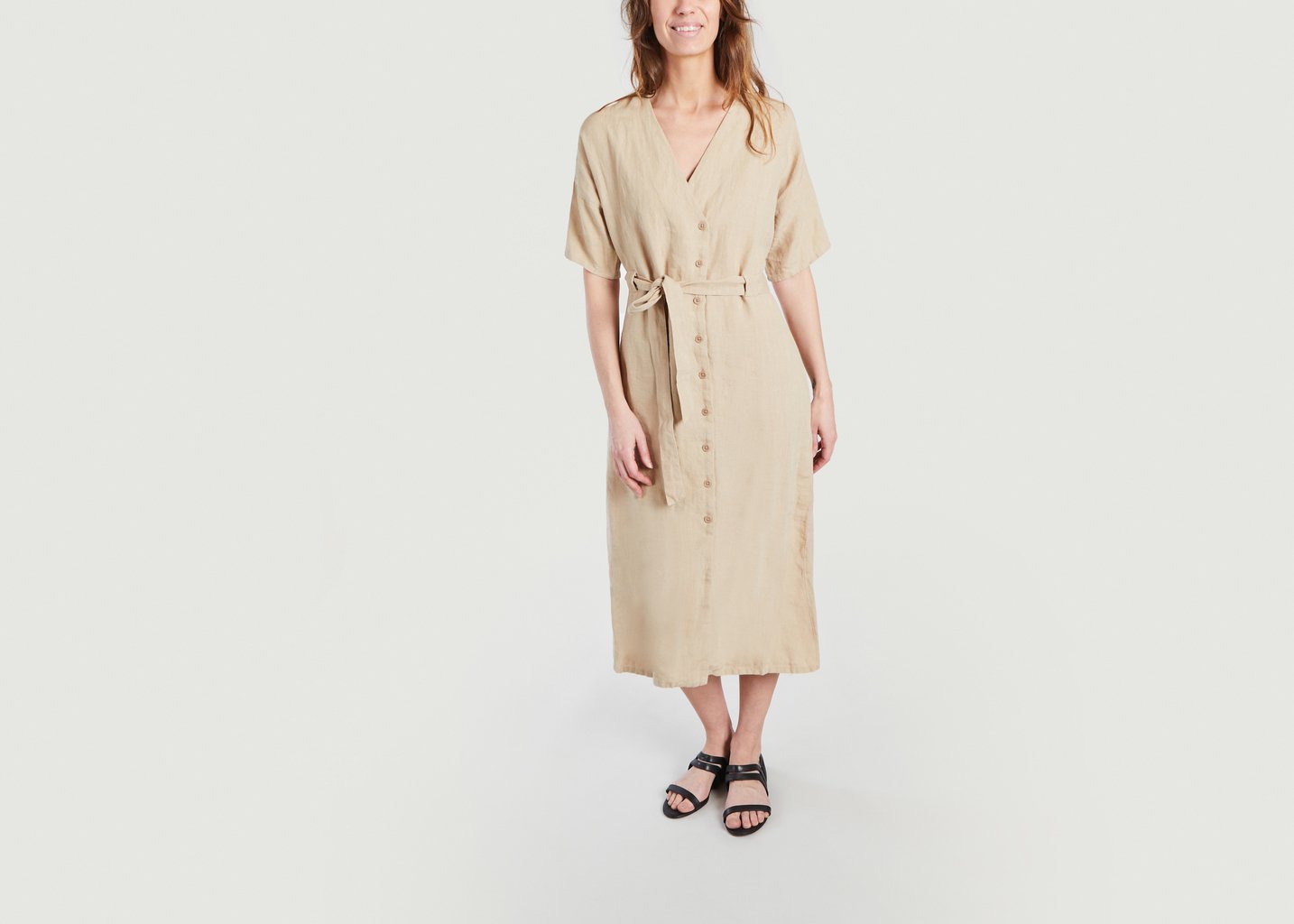 l'exception Robe ceinturée en lin India Sable People Tree
