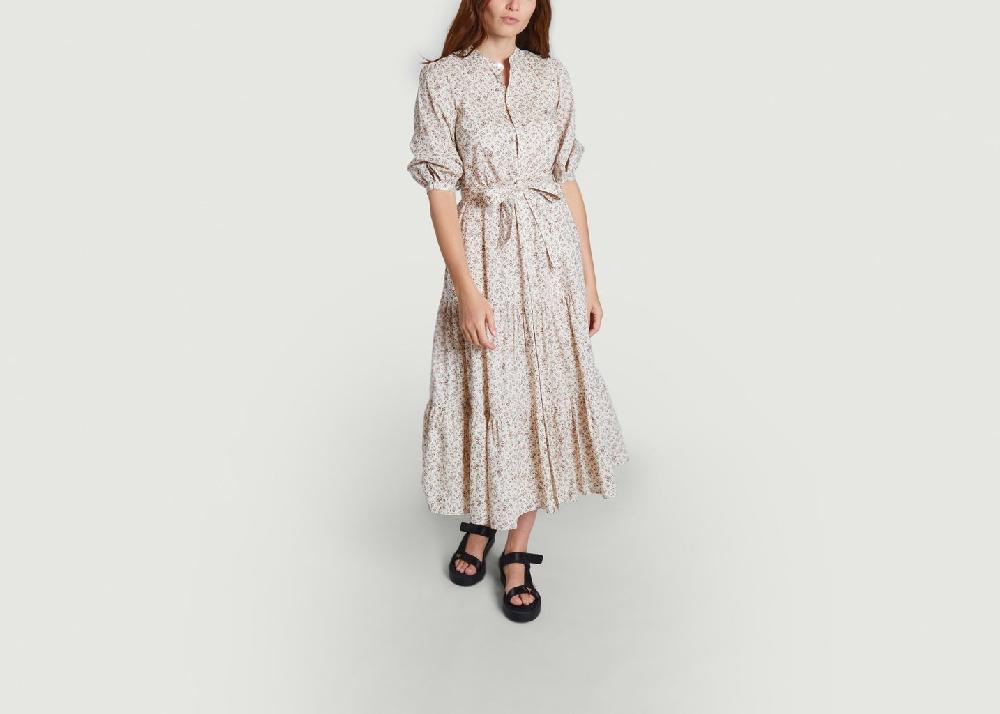 L'exception Robe Ceinturée Fleurie à Volants Coton Imprimé Polo Ralph Lauren