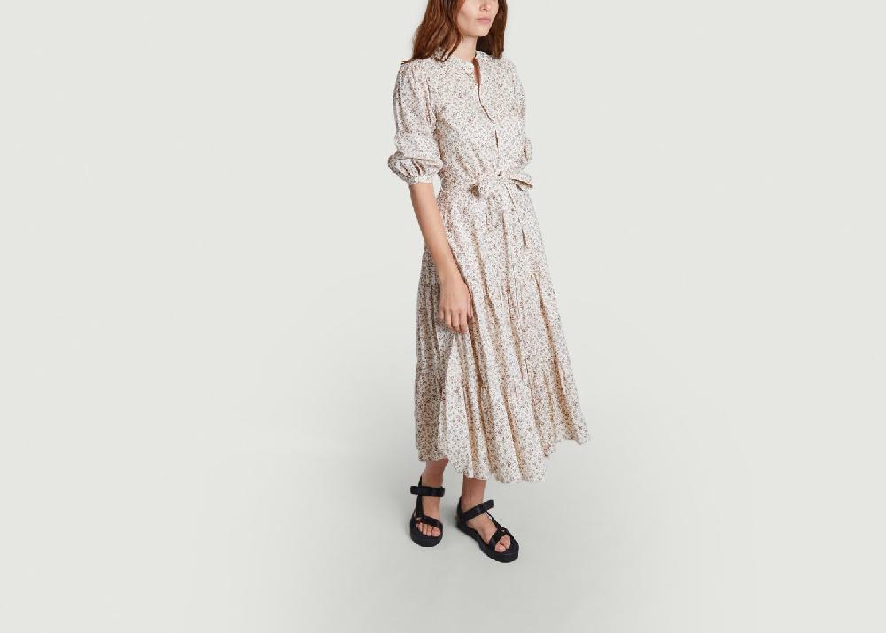 L'exception Robe Ceinturée Fleurie à Volants Coton Imprimé Polo Ralph Lauren
