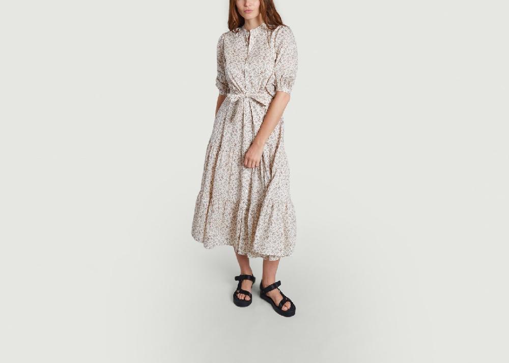 L'exception Robe Ceinturée Fleurie à Volants Coton Imprimé Polo Ralph Lauren