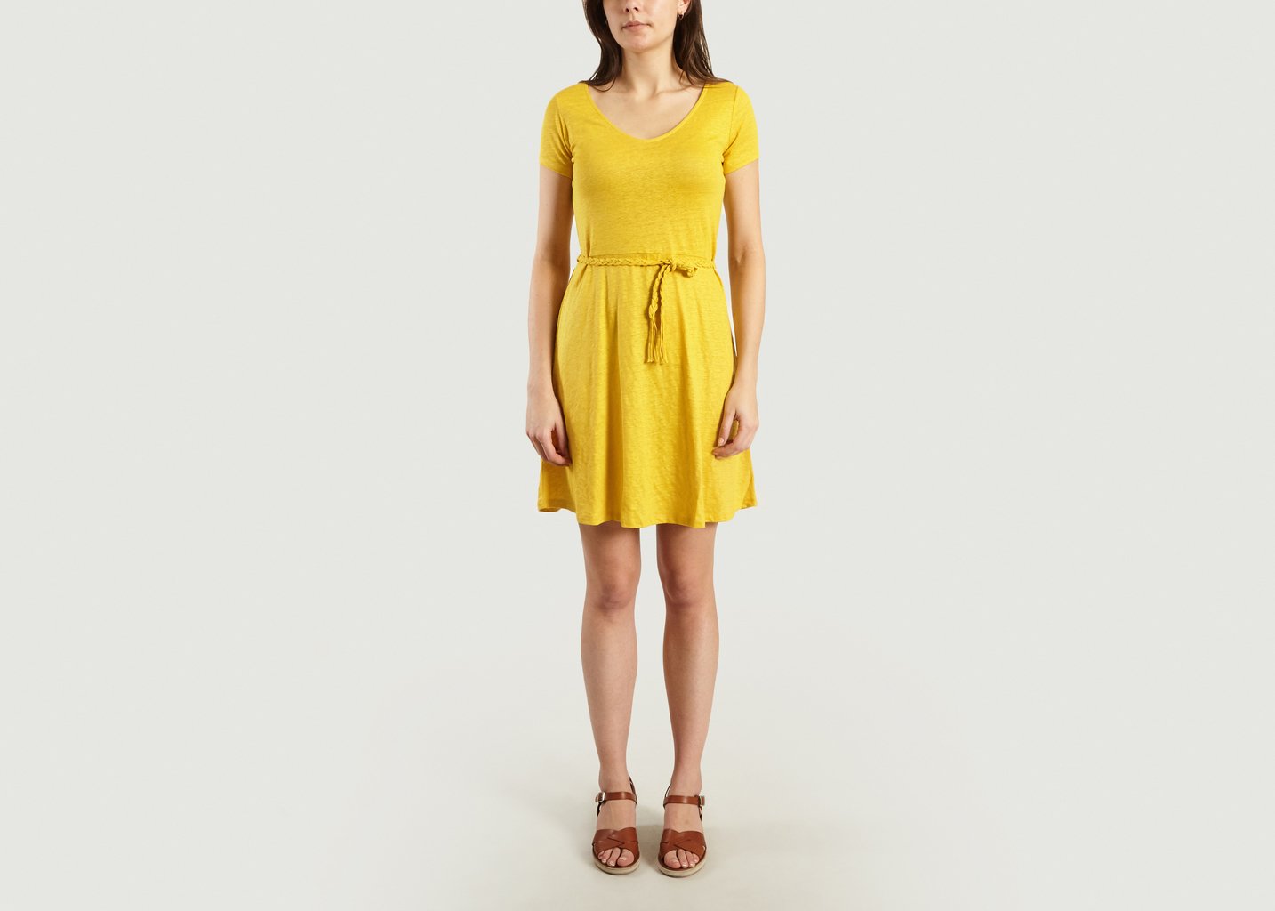 L'exception Robe Ceinturée Jaune Majestic Filatures