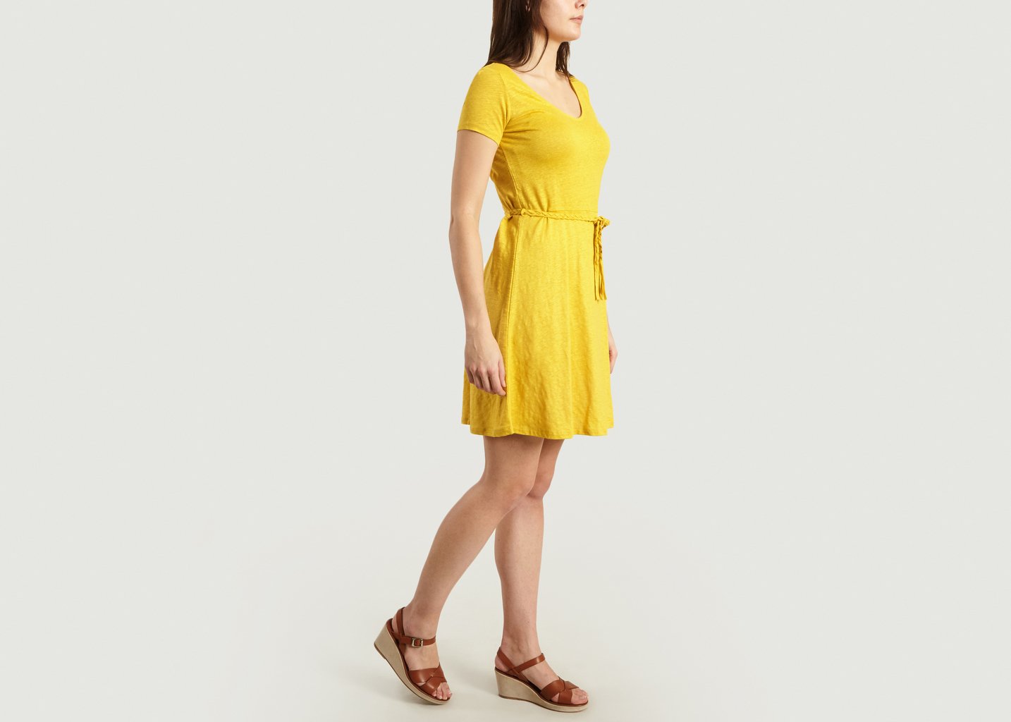 L'exception Robe Ceinturée Jaune Majestic Filatures